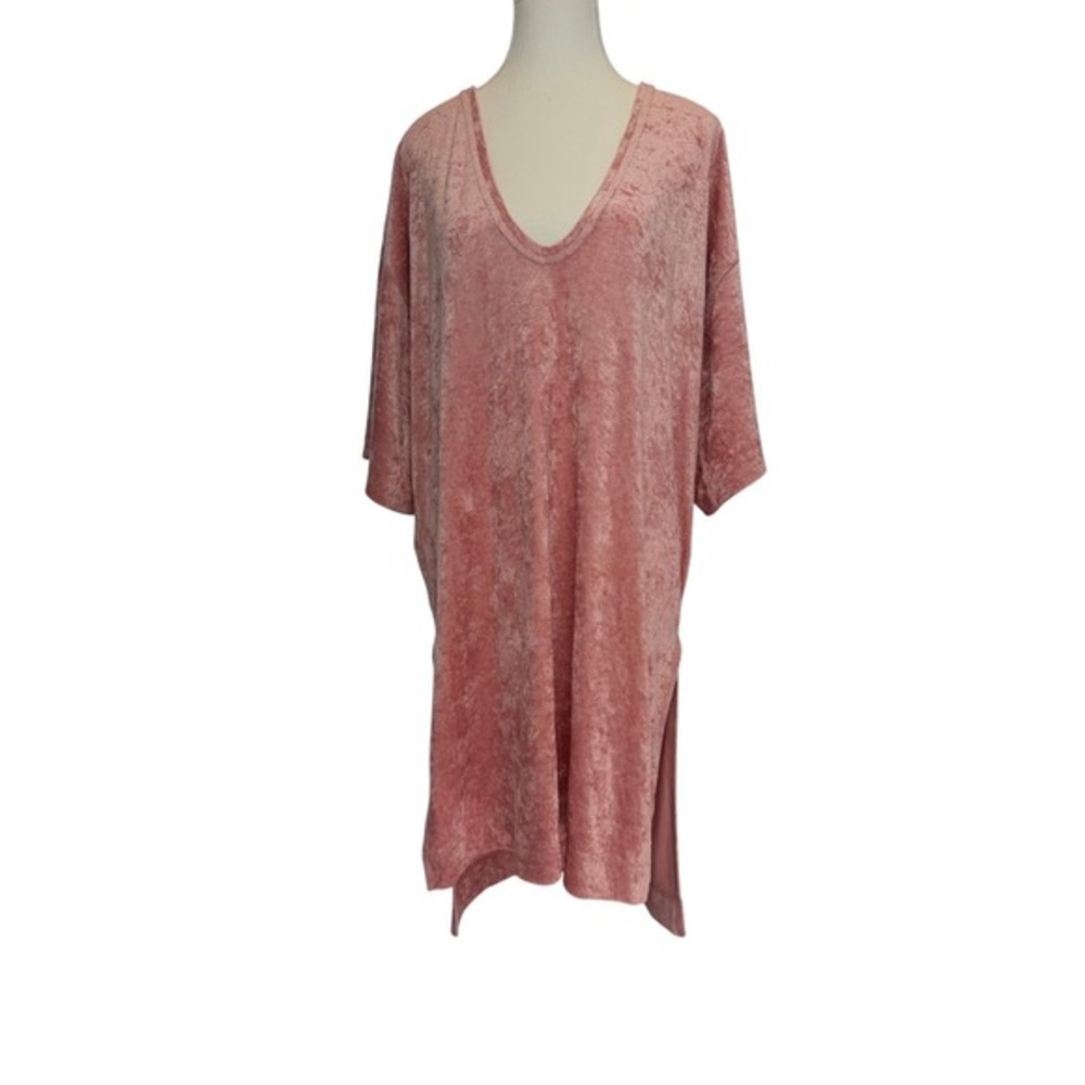 We The Free Crushed Velvet Pink Tshirt Dress Overside Size Medium‎ Coquette